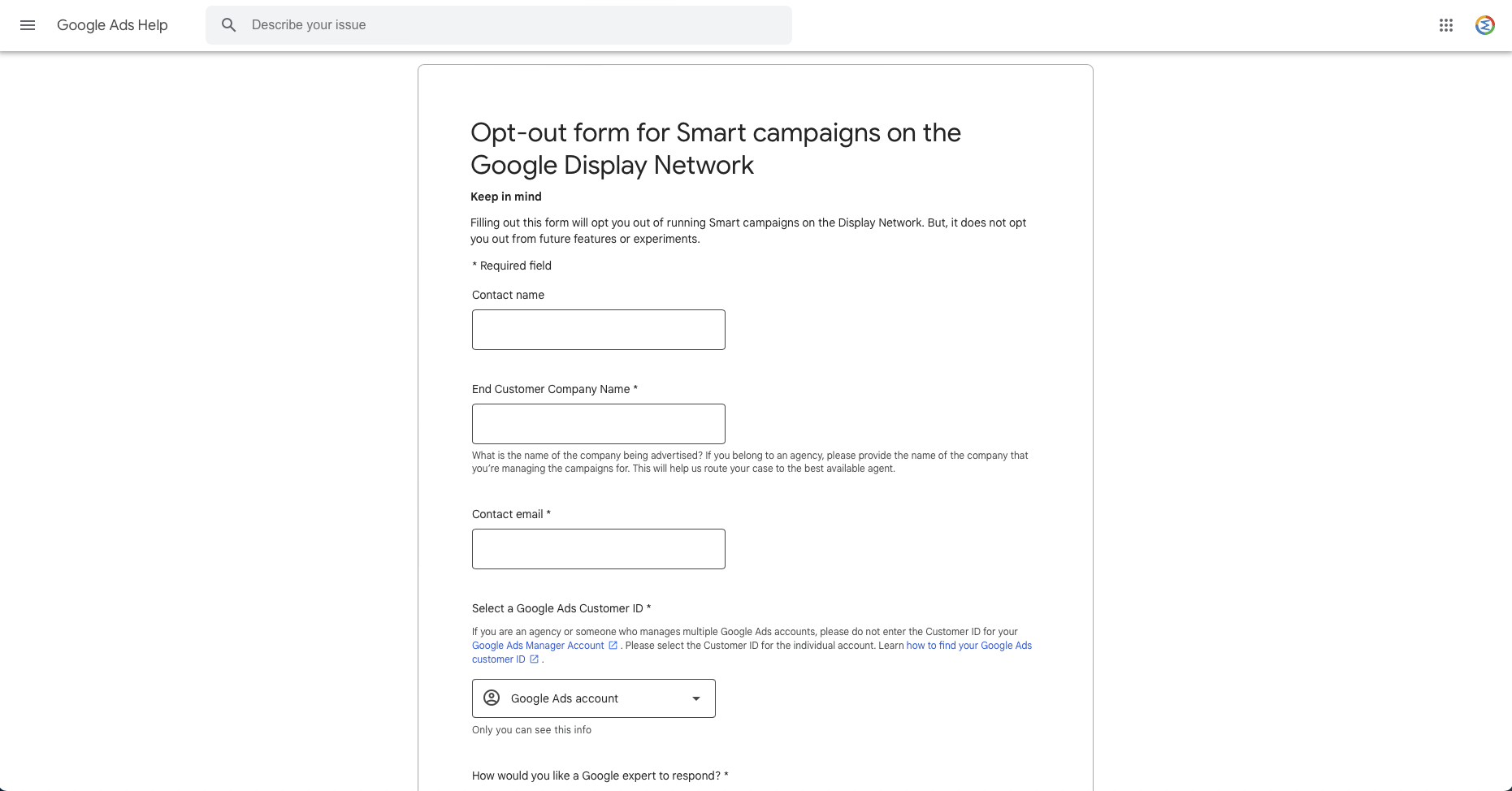 opt out of google display network for smart campaigns